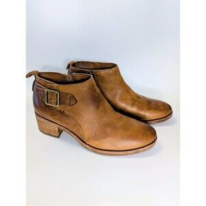 Kork Ease Mesa Ankle Boots Brown Leather Bootie Belted Buckle Zip Wm Size 7 M